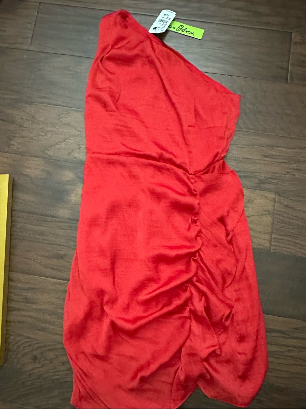 Sam Edelman Red One-Shoulder Ruched Midi Dress